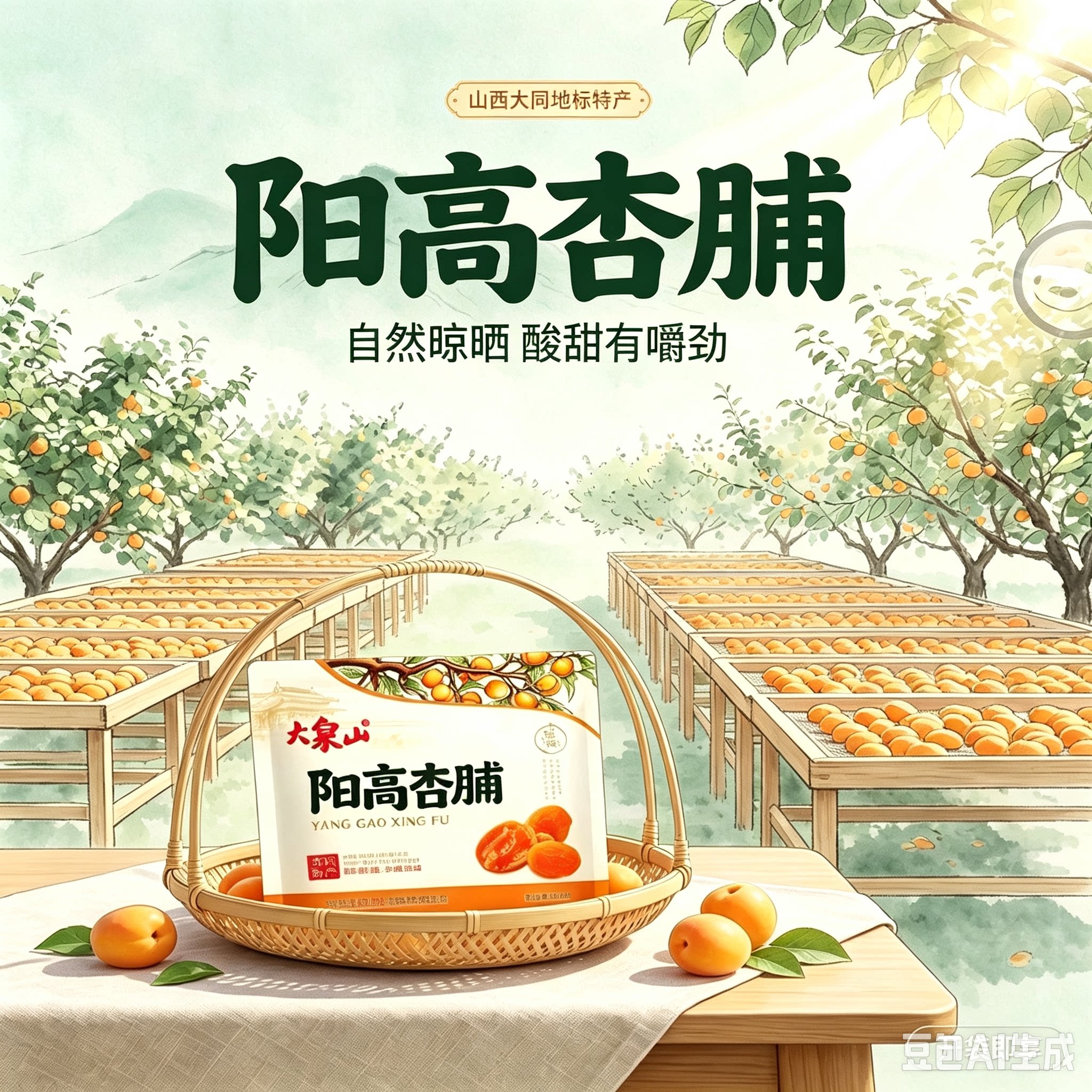 阳高大泉山无硫无核杏脯独立装