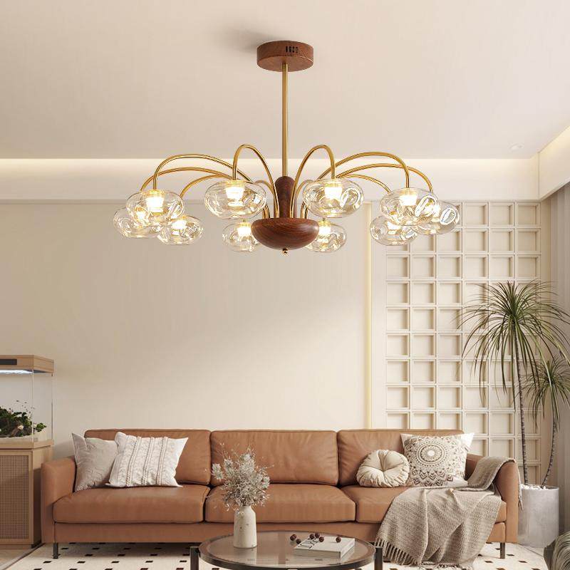 客厅灯吊灯大气中古风胡桃木纹餐厅灯轻奢复古全光谱护眼大厅主灯,家装灯饰光源,客厅吊灯,淘宝优惠券,粉丝福利购,淘宝优惠卷