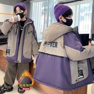 童装男童冬装棉衣外套2024新款中大儿童加绒加厚棉袄男孩派克棉服