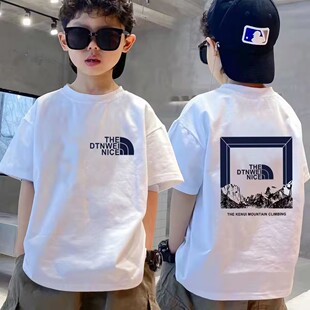 男童短袖夏季吸汗T恤男孩帅气童装2024新款宽松帅气纯棉短T恤衫潮