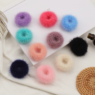 ins网红日韩秋冬季新品清新文艺风少女系毛绒发圈发绳宽皮筋饰品