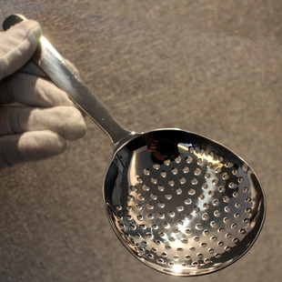 特厚304不锈钢漏勺短柄大圆勺捞面勺沥水滤冰煮馄饨汤粉饺子捞勺