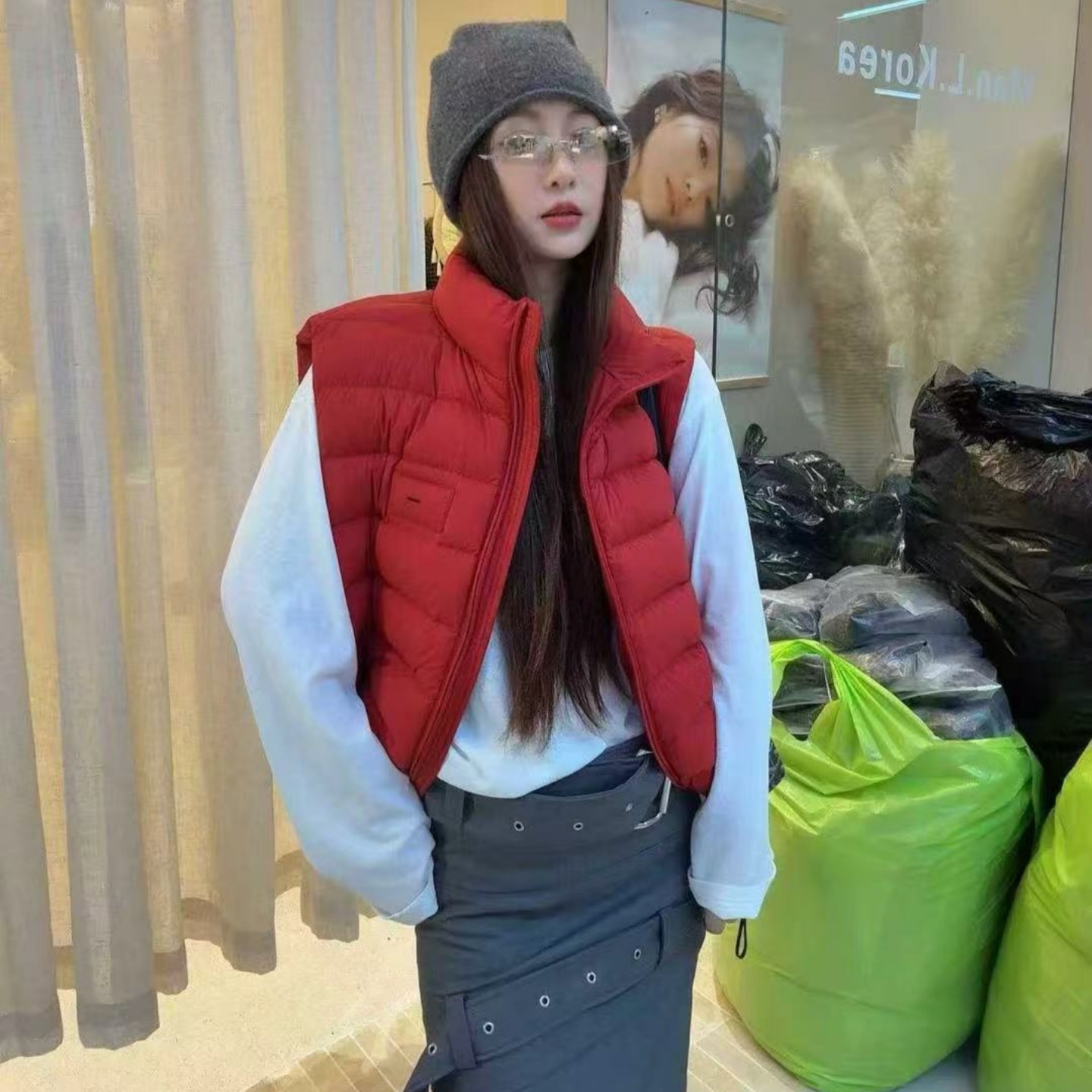 2025冬新款韩版宽松休闲时尚百搭显瘦立领黑色面包服羽绒马甲女潮