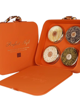 橙色四拼五拼包装盒鹿茸花旗参西洋参石斛鲍鱼海参八角金边包装盒