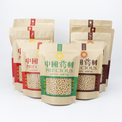 红色绿色中国药材牛皮包装袋
