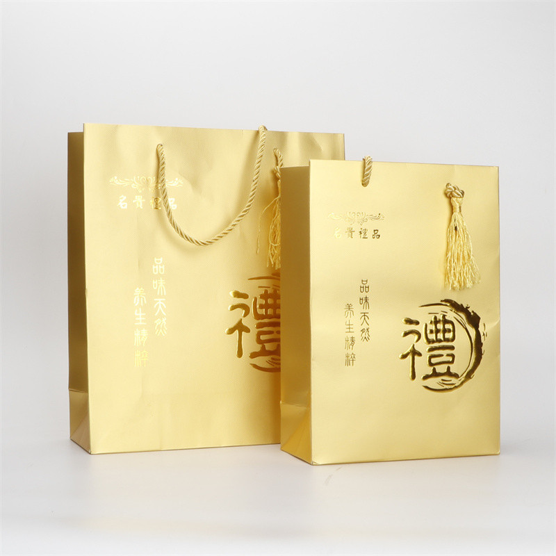 金卡纸礼品袋金色礼品袋名贵礼品袋鱼胶手提袋虫草燕窝通用送礼袋
