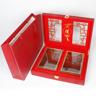 名贵礼盒双拼包装盒子海参鲍鱼干贝西洋参三七石斛镂空礼品盒皮盒