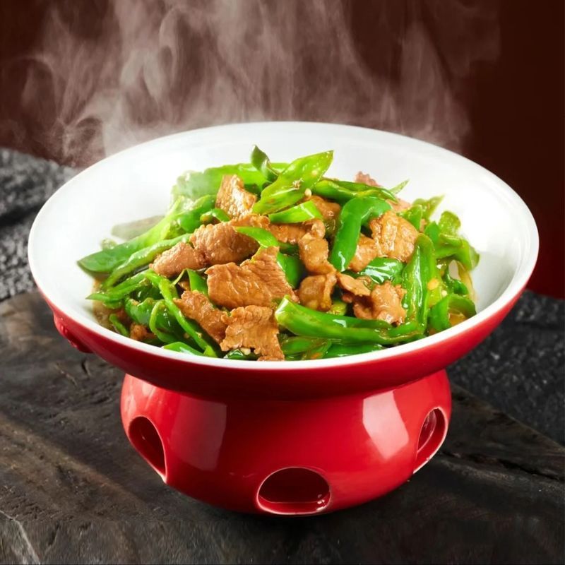 酒店明炉陶瓷餐具干锅蜡烛加热浅碗汤盘辣椒炒肉特色私房湘菜盘子