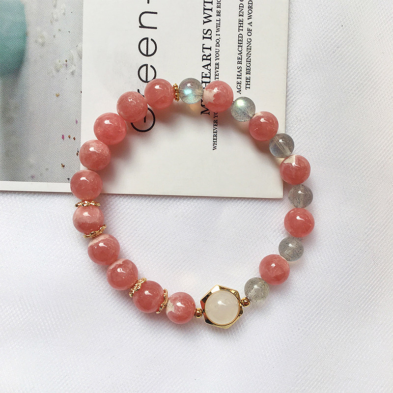 天然红纹石手链女正桃花手链粉晶粉色水晶月光石手串单圈饰品礼物,饰品/流行首饰/时尚饰品新,手饰/手串,淘宝优惠券,粉丝福利购,淘宝优惠卷