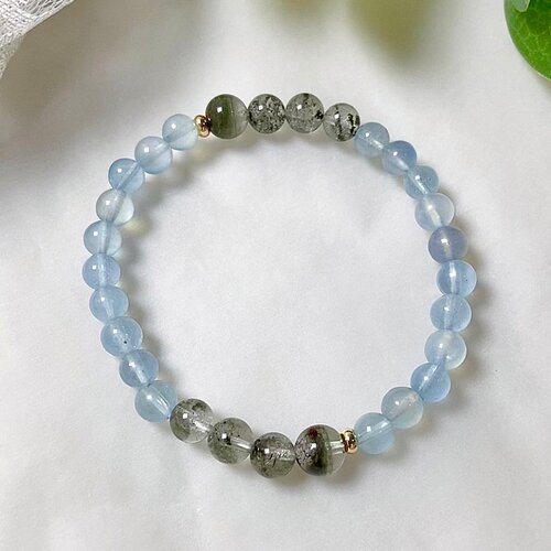 绿幽灵海蓝宝转运补水手链