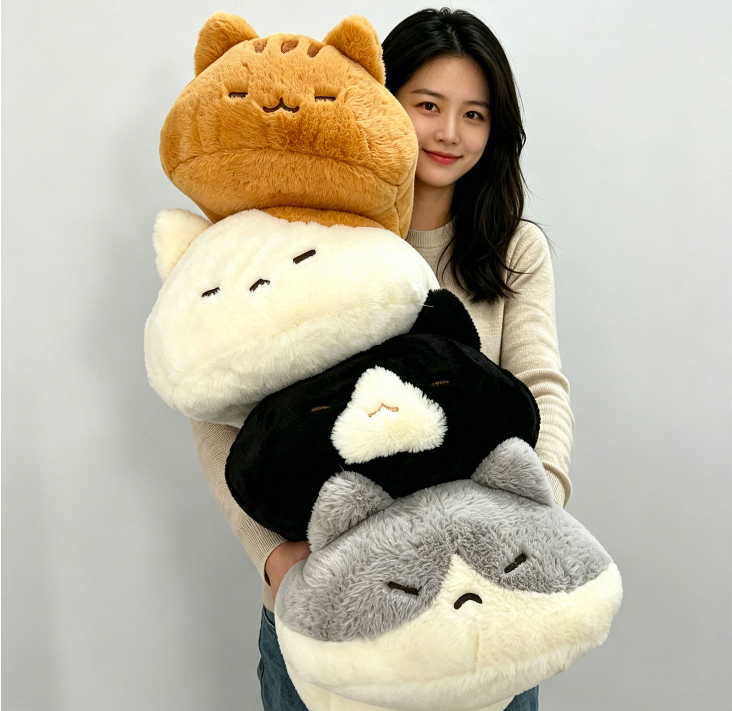 猫咪抱枕玩偶公仔睡觉抱女生日礼物趴趴猫可爱毛绒玩具靠背腰靠