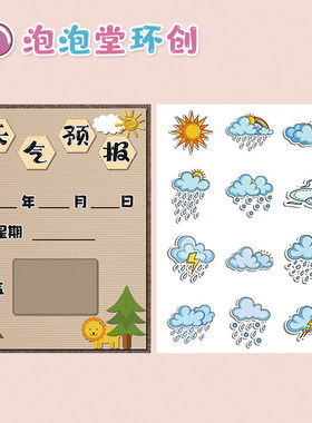 幼儿园气象角环创布置田园风中国风海洋英伦北欧风天气预报墙装饰
