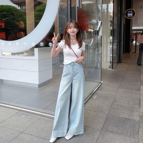 小小家长款阔腿大摆牛仔裤
