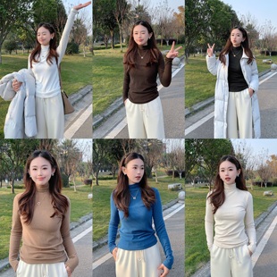 小个子小码 百搭毛衣24冬新款 条纹德绒打底衫 修身 高领长袖 小小家