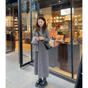 秋冬显瘦套装 小小家 针织背心连衣裙套装 半高领打底衫 小个子小码