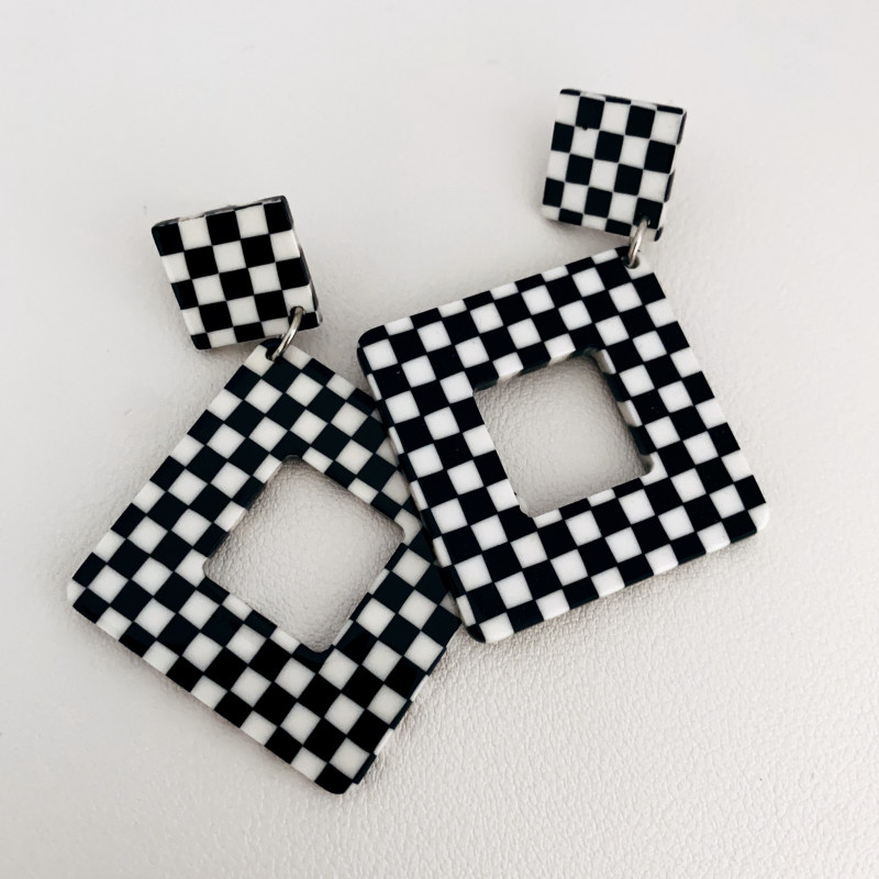 棋盘格亚克力耳环女气质高级大气简约百搭耳饰欧美夸张个性耳坠,饰品/流行首饰/时尚饰品新,耳环,淘宝优惠券,粉丝福利购,淘宝优惠卷