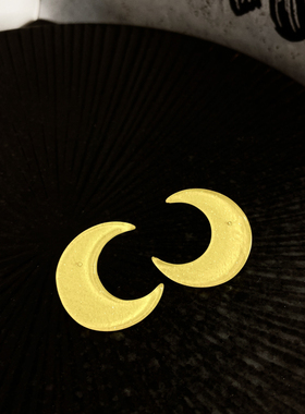 美少女战士黄色月亮少女心耳钉日系简约百搭学生耳环耳夹无耳洞女