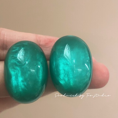 绿色果冻椭圆树脂耳钉女轻奢小众高级感多巴胺糖果亚克力耳环耳饰