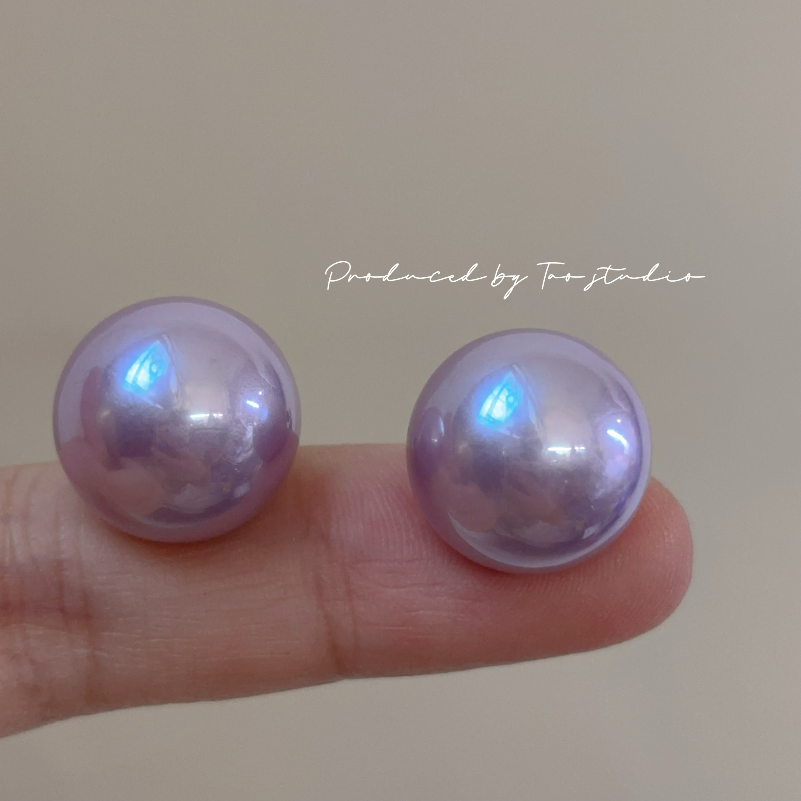 16mm浪漫紫馒头珍珠耳环女小众设计气质高级感耳钉耳饰耳夹无耳洞