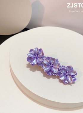 早春香芋紫色花朵发夹女侧边2022年新款气质发卡可爱简约夹子头饰