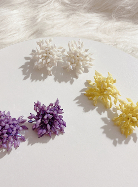 2020新款潮复古紫色水晶耳环耳坠女气质长款高贵紫耳饰无耳洞耳夹