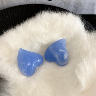 突如其来的假期榴莲同款耳环果冻蓝热爱心桃心耳钉无耳洞耳夹女