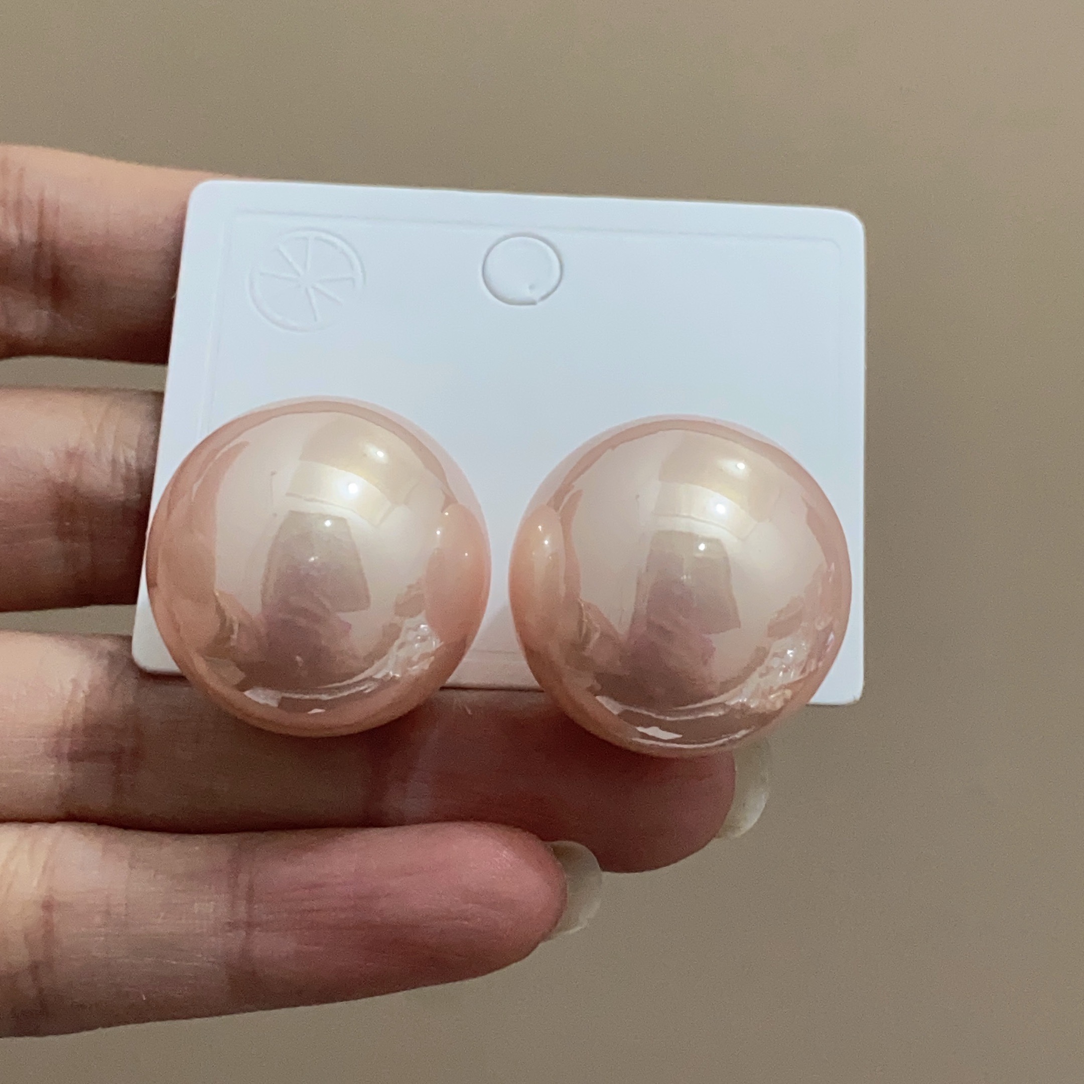 夸张超大珍珠耳钉女复古粉色耳环2024新款爆款高级感气质独特耳饰