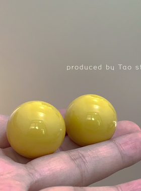 黄色圆球耳钉2024新款夸张耳环小众设计感耳饰轻奢高级耳坠女耳夹