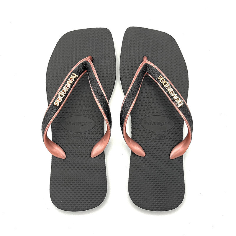 巴西人字拖女方头夏季纯色平底沙滩夹趾拖鞋浴室防滑耐磨橡胶拖鞋