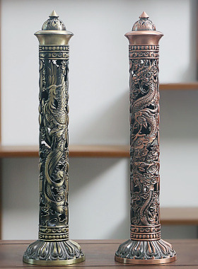 仿古铜合金龙凤呈祥线香炉