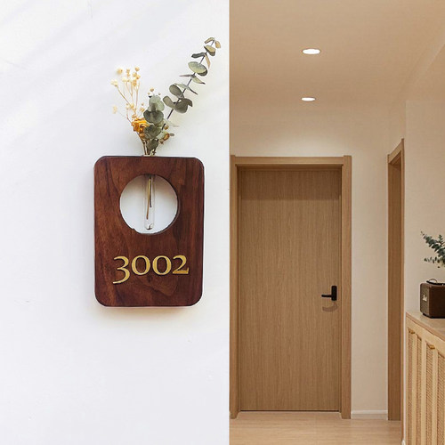 原木黄铜入户门牌特色数字号码牌
