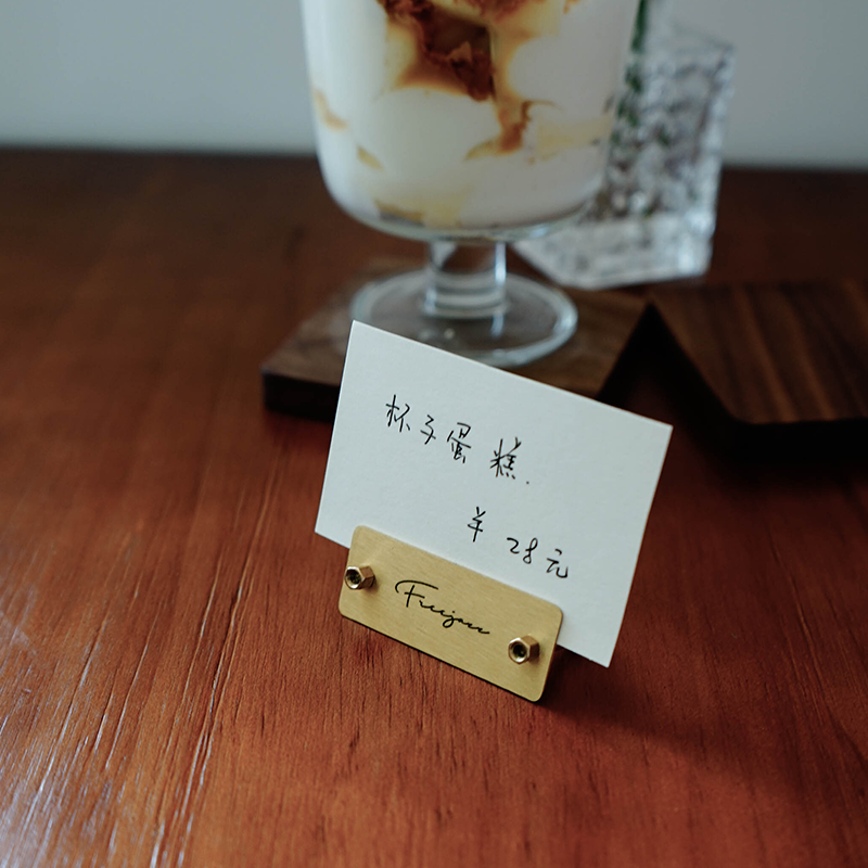 三木仓复古黄铜卡立价格 标价照片夹 名片照片卡片展示便签夹桌卡