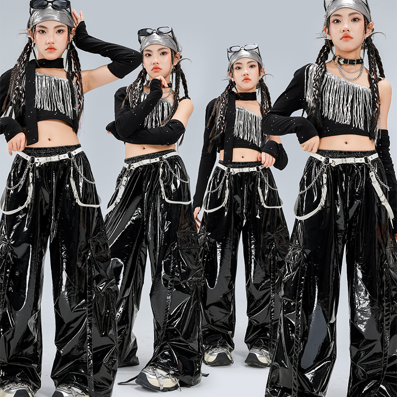 女童露肩上衣jazz爵士舞街舞潮服