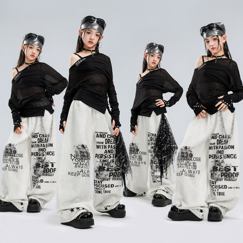 女童露肩上衣jazz爵士舞街舞服装