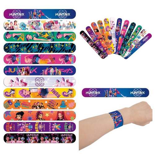 新款KPOP猎魔女团七彩啪啪圈儿童手环玩具saja boys手腕带拍拍圈