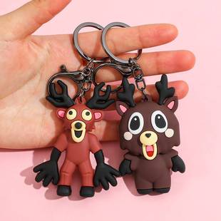 跨境新品 99Nights99夜钥匙扣恐怖游戏周边99夜麋鹿猫头鹰玩具挂件