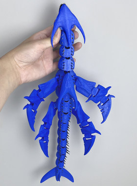 深海迷航幽蓝四翼远古冰龙利维坦公仔手办3d模型多关节可动摆件具