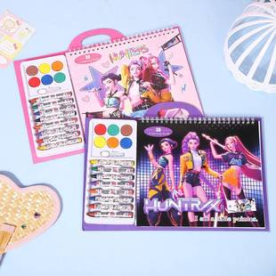 KPOP猎魔女团新款 boys涂色本涂鸦本 画本儿童填色本紫发鲁米saja