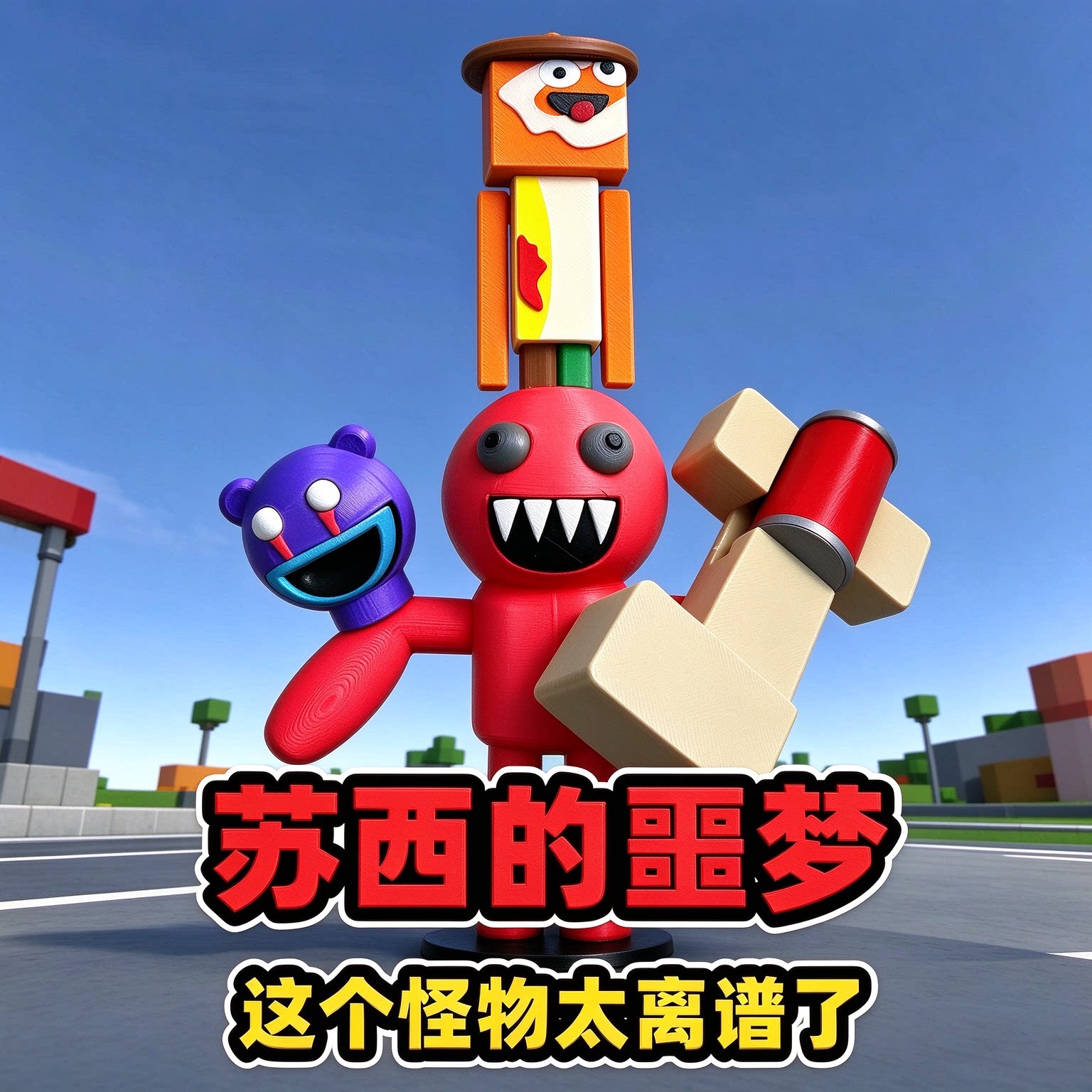 【苏西缝合怪】超大号手办苏西的噩梦融合怪卷饼怪抓狗模型摆件