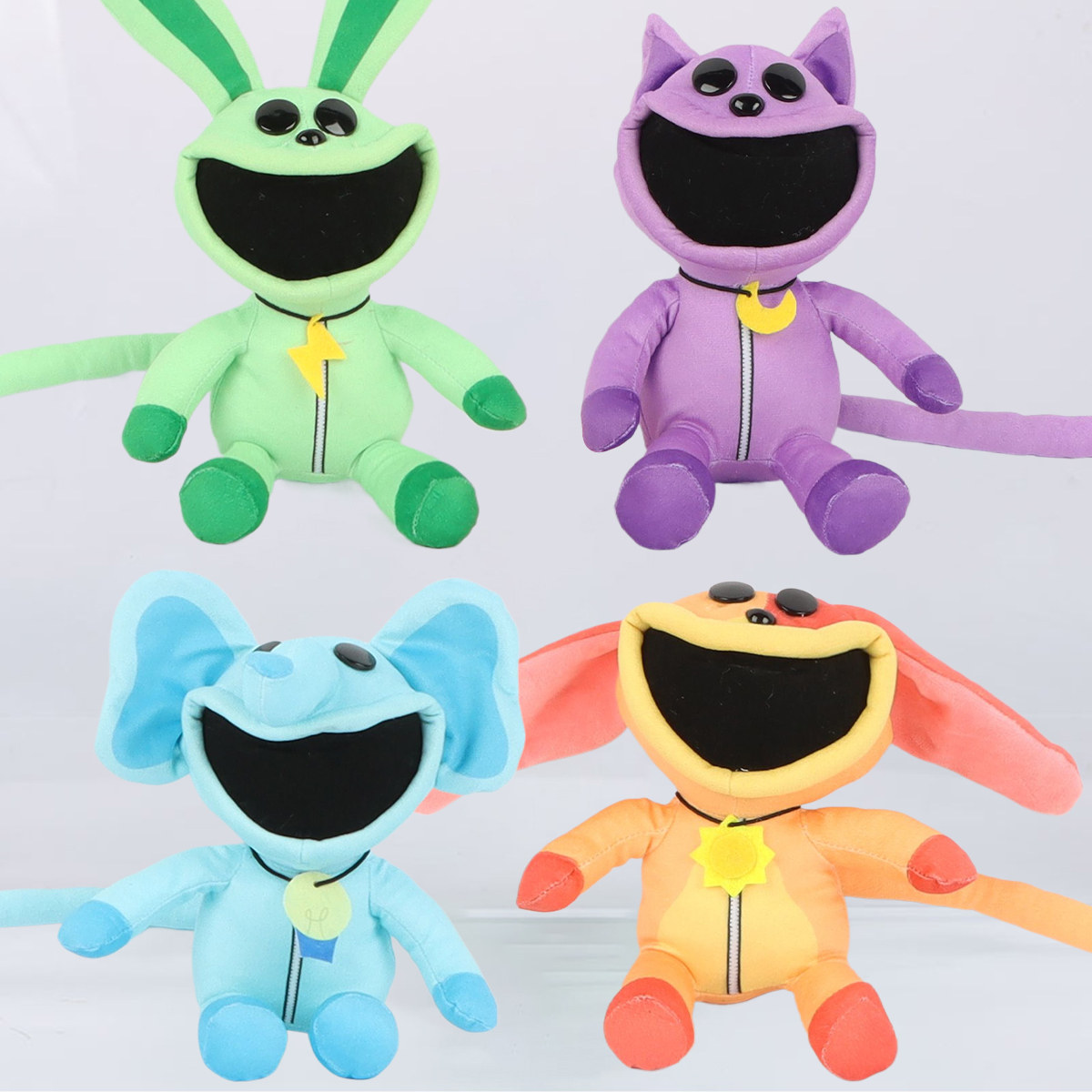 立体大嘴微笑恐怖动物玩偶儿童玩具波比poppy3 smile紫猫毛绒公仔