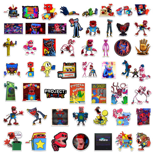 50张波比5贴纸poppy playtime装饰素材贴儿童diy手工粘贴手账贴画