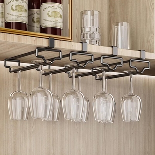 红酒杯架倒挂高颜值免打孔酒柜高脚杯收纳架子家用悬挂轻奢大容量