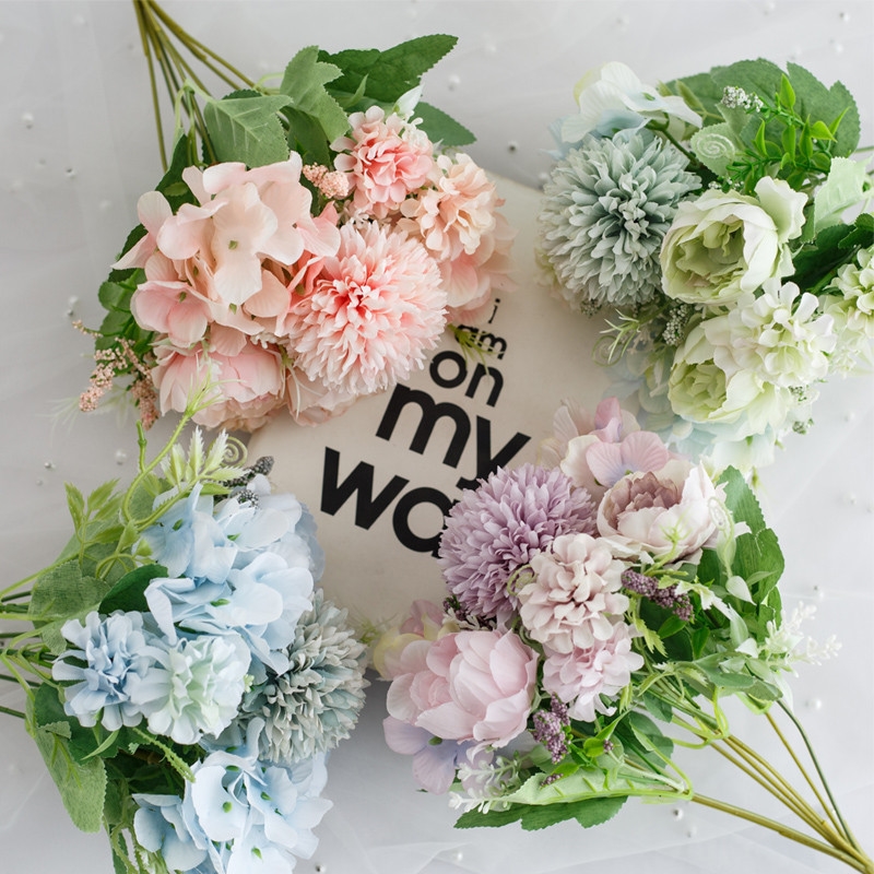 单束假花玫瑰仿真花束婚庆客厅手捧花塑料把花装饰花摆设绢布干花