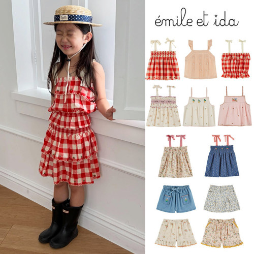 Little现货 法国emile et ida SS26春夏女宝印花吊带上衣短裤短裙