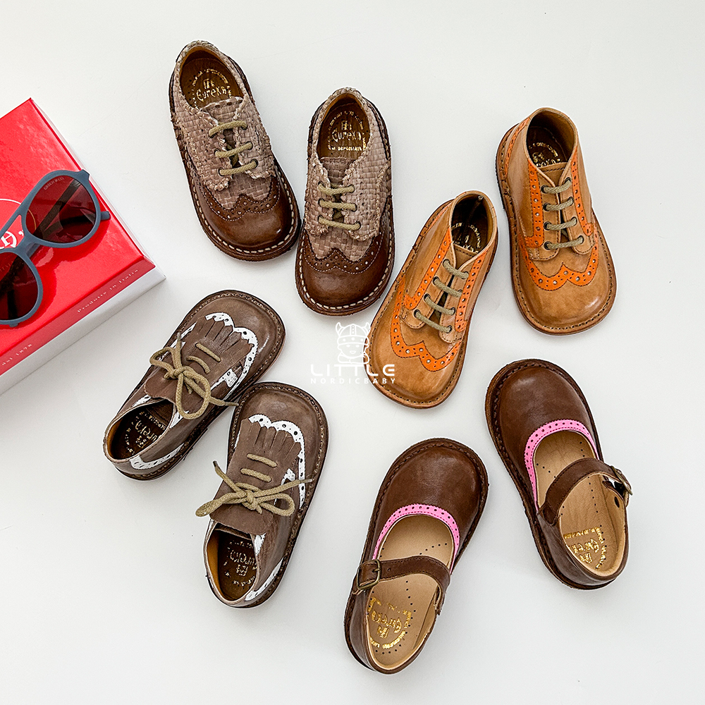 6Z little现货 手工意大利eureka FW24儿童中性流苏系带软底皮鞋