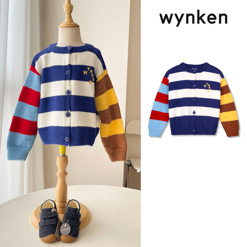 Little家现货 Wynken FW26秋冬儿童羊毛多色条纹针织开衫