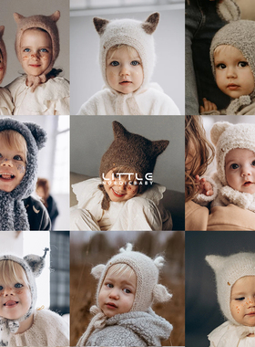 85Z补货Little bambolina FW25 儿童宝宝手工羊毛帽动物帽保暖