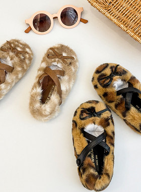 85Z补货Little 西班牙little winkaa FW25女宝加绒豹纹毛毛舞蹈鞋