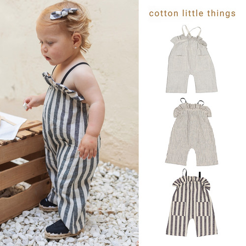 Little现货 Cotton Little Things SS26春夏儿童女宝棉麻背带裤