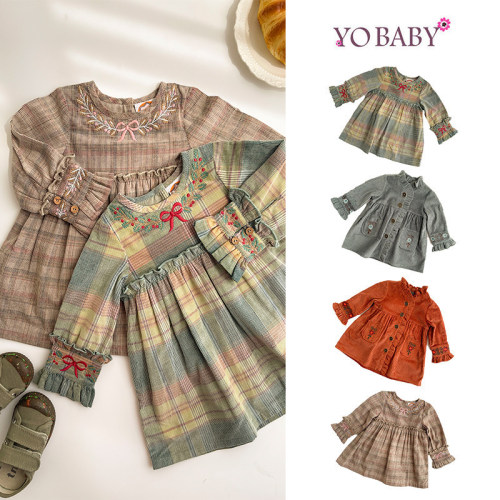 Little现货 印度YOBABYONLINE FW26秋冬女宝宝灯芯绒连衣裙公主裙